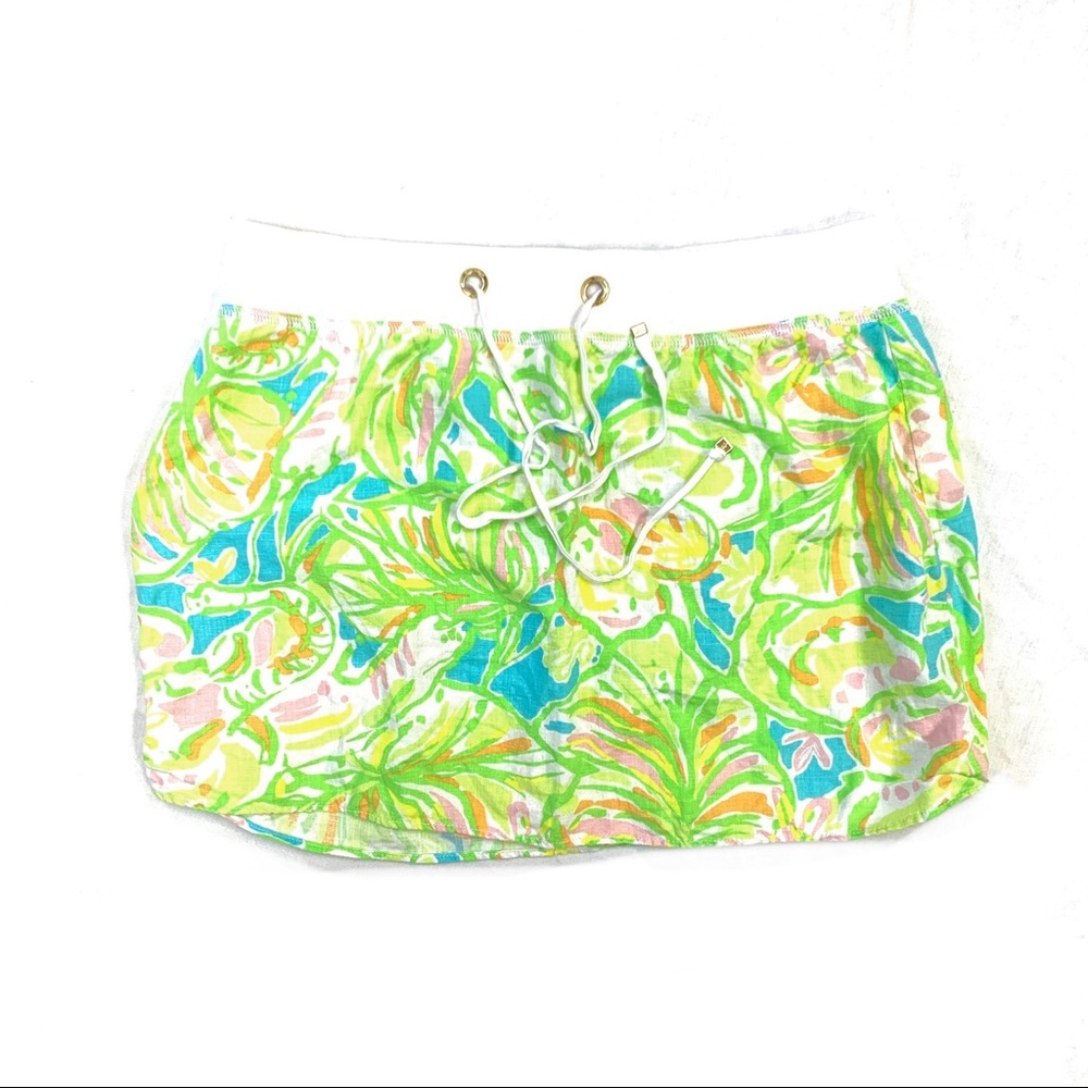Lilly Pulitzer Linen Skirt Size Large Elephant Ears Print
